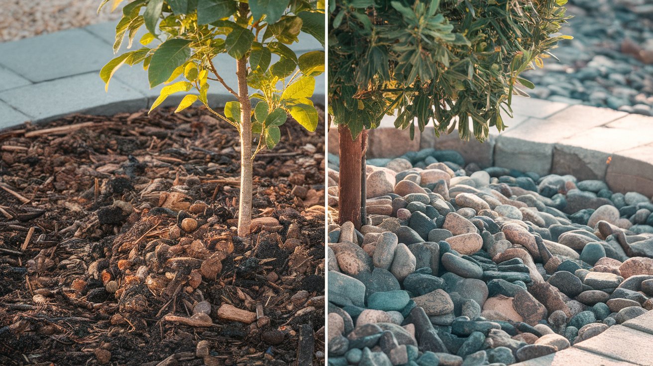 rocks around trees instead of mulch